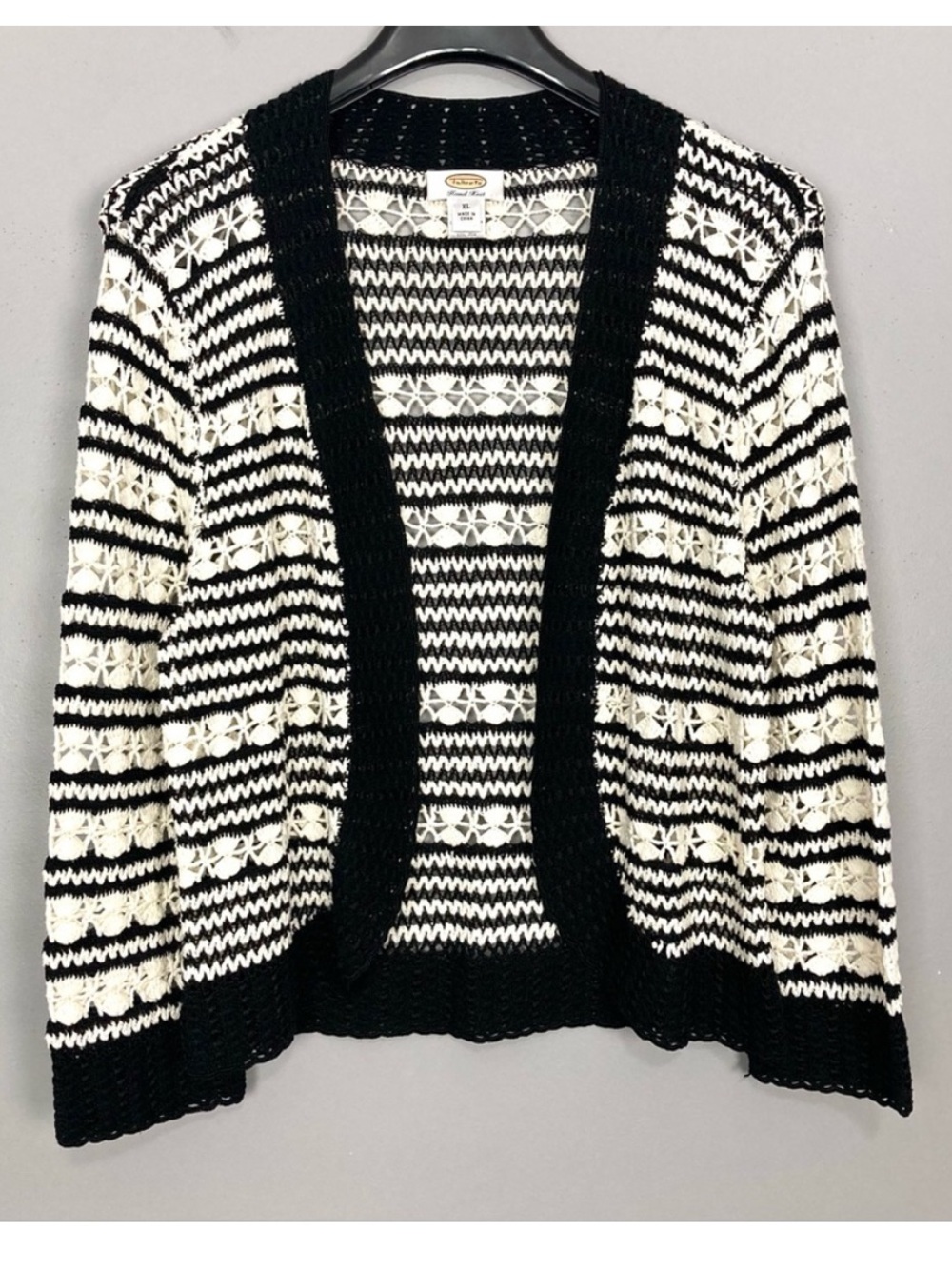 Vintage Talbots Crochet Hand Knit Cardigan Sweater Women’s Sz XL Boho Coachella